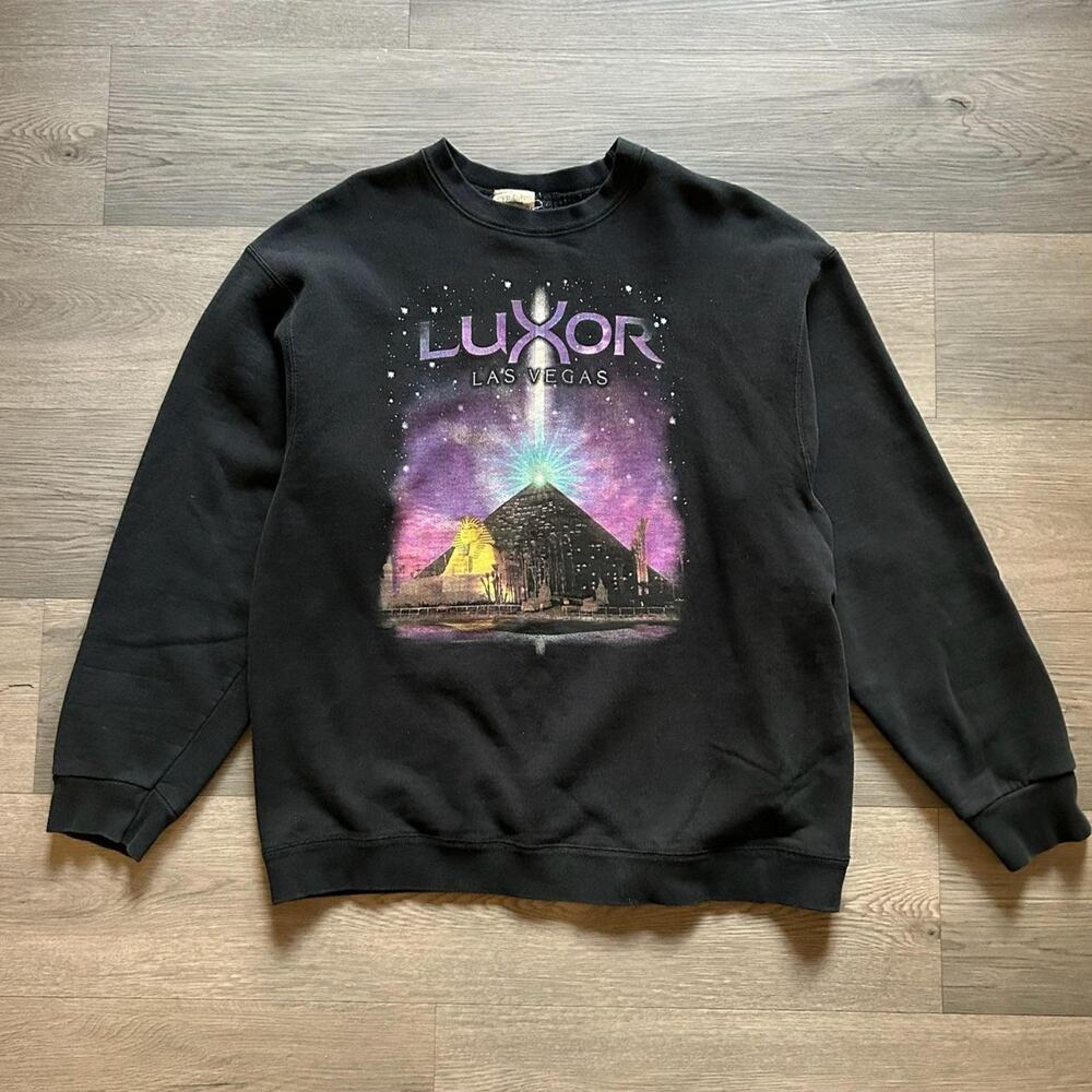 Vintage 90s Luxor Las Vegas Pyramid Galaxy Graphic Crewneck Sweatshirt- Sz, XL